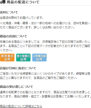 商品の配送について